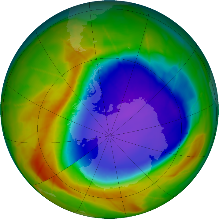 Antarctic ozone map for 10 October 2009